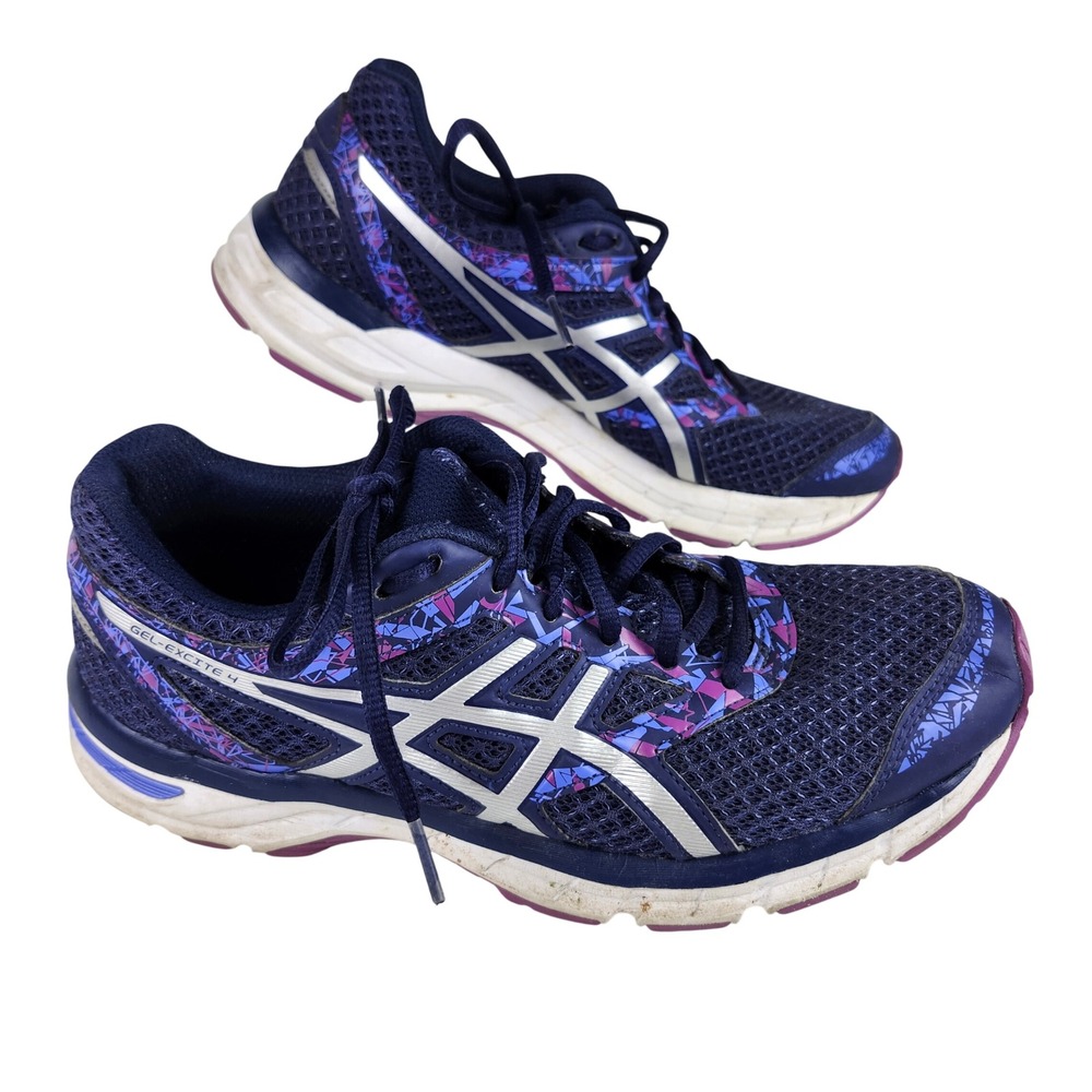 ASICS Gel-Excite 4 Running Shoes Womens 8.5 D Blue Purple Geometric‎ T6E9N